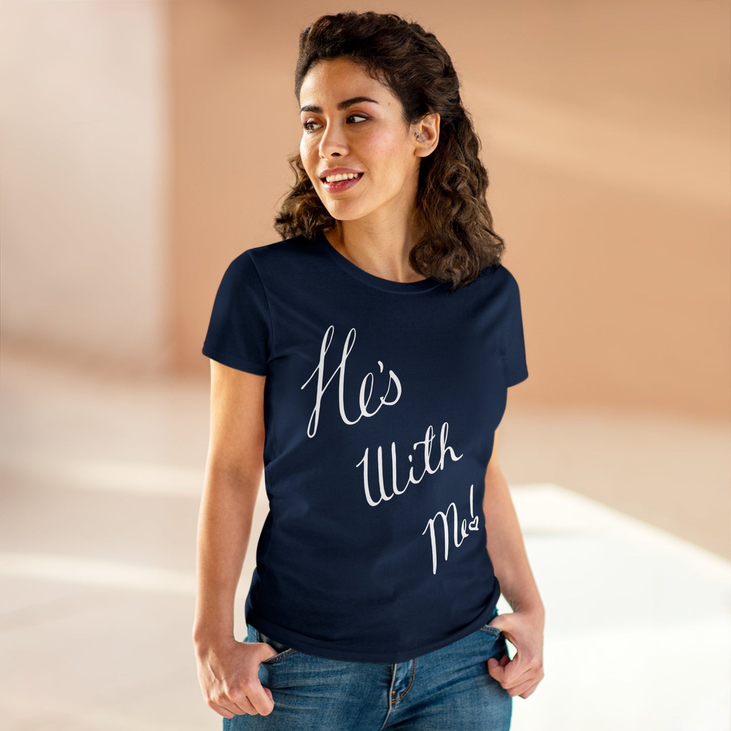 He's With Me! Women's Midweight Cotton Tee