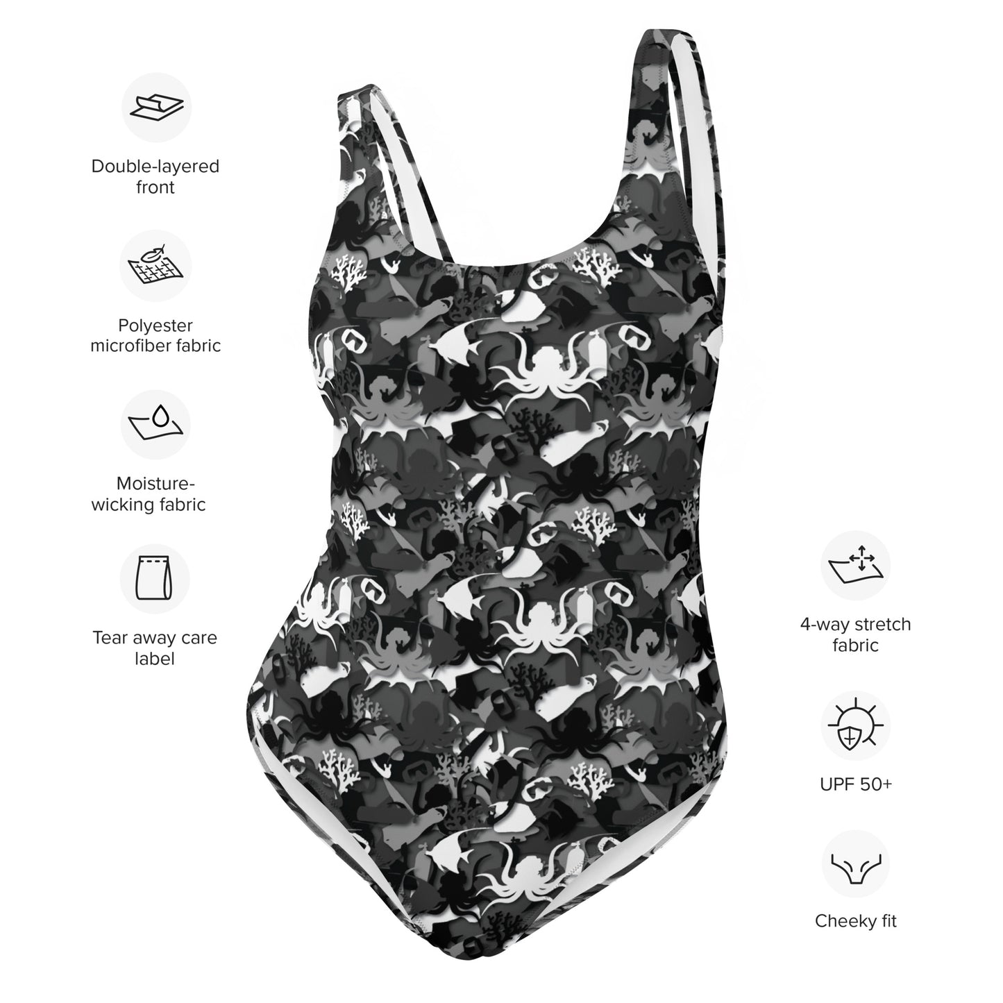 One-Piece Swimsuit Grey Cammo SCUBA Collection